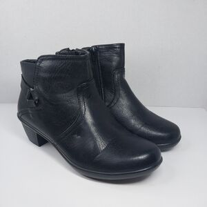 Easy Street Dawnta Size 9 M Black Faux Leather Heel Ankle Causal Booties Shoes